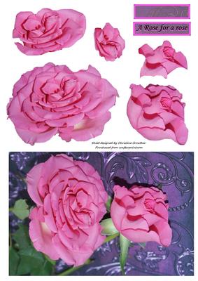Pink Rose Decoupage on Purple Brocade