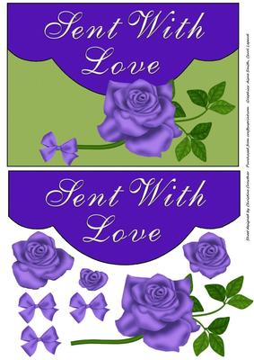 Sent with Love Purple Rose Mock Envelope Card