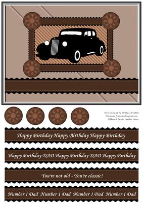 Classic Car Silhouette - Birthday Dad Number 1