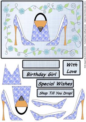 Stiletto Shoes N Bag Birthday Shopping Decoupage