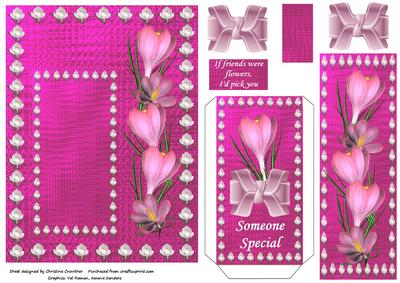 Pink and White Crocus Bookmark Pocket Card