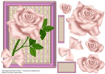 Dusky Pink Rose Decoupage on Threaded Lace