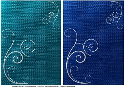 Teal & Blue Foil Card Fronts with White Scrolls