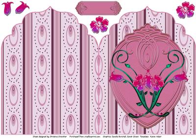 Glass Flowers Pink Elegant Top Shaped Card