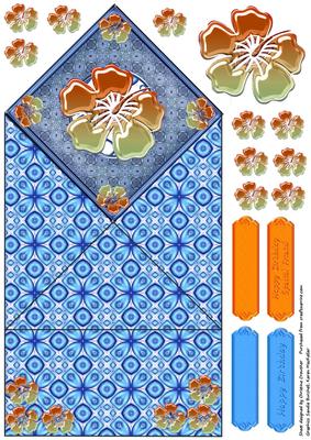Glass Flower in Padded Frame Diamond Top Spring Card