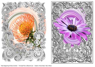 Pewter Framed Natural Flowers - 2 Quick Card Fronts