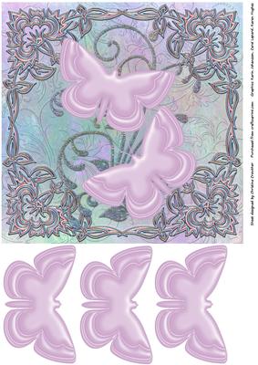 Lilac Glass Butterflies in Enamel Frame
