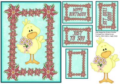 Cute Little Chick with Flowers - Get Well Soon - Birthday