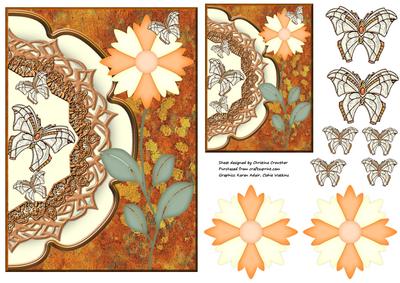 Butterflies and Flower Mock Envelope Card with Gift Tag