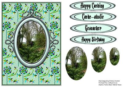 Woodland Walk Geocaching Oval Pyramid Card
