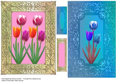 Stunning Tulips -two Quick Card Fronts & Sentiment Plates