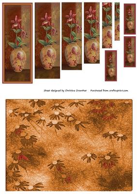 Vase of Flowers Pyramid with Backing Paper - Brown