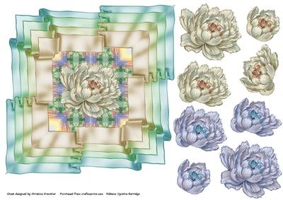 Ribbon Framed Pastel Flower - Choice of Decoupage Colours
