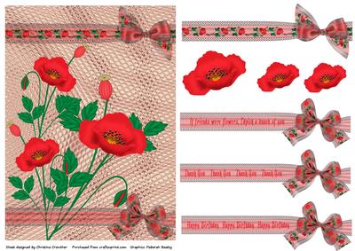 Poppies and Lace Ribbons Quick Decoupage