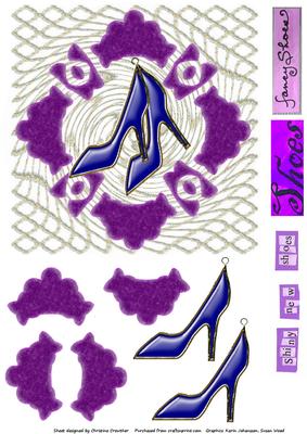 Shiny New Shoes - Blue & Purple Decoupage