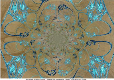 Abstract Blue Metallic Swirl on Taupe