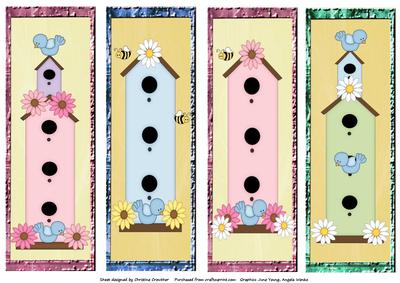 Pastel Framed Birdhouse Bookmarks Dl Toppers