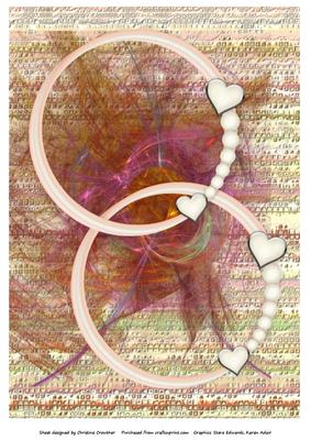 Feather Hearts and Pearls Circle Frame Card Front