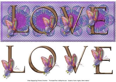 Purple Butterfly Love Large Dl Card with Decoupage