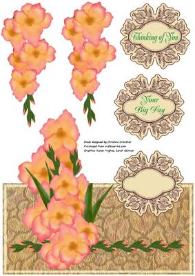 Gladioli Over the Edge Card with Decoupage