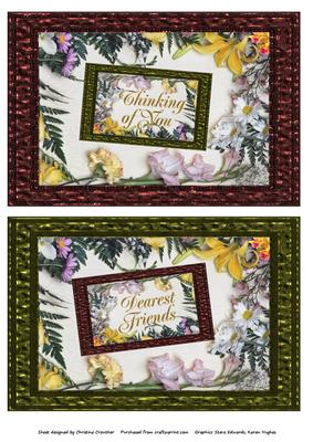 Framed Flower Border Card Fronts - Friends, Thinking of You