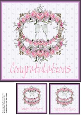 Pink Roses Congratulations -wedding, Engagement, Anniversary