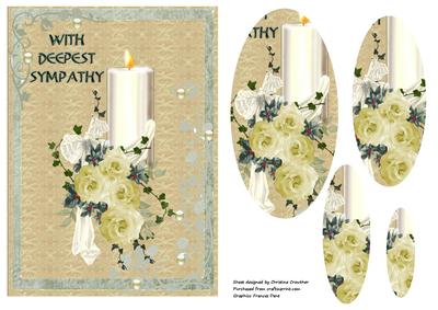 Deepest Sympathy Roses and Candle Oval Pyramid