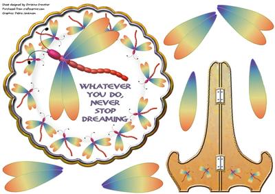 Never Stop Dreaming Dragonflies Plate Card with Stand
