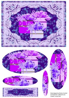 Purple Presents in Lace Frame Oval Pyramid
