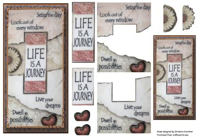 Life is a Journey - Motto Decoupage Dl Card
