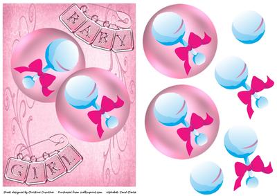Baby Girl Rattle Decoupage Card