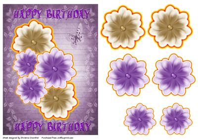 Glowing Silk Flowers Happy Birthday