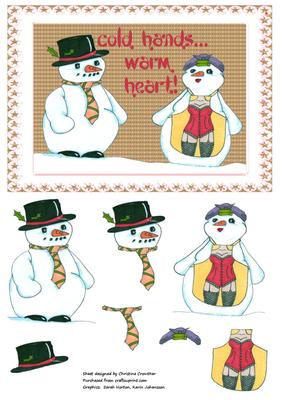 Funny Naughty Mrs & Mrs Snowman Cold Hands Warm Heart