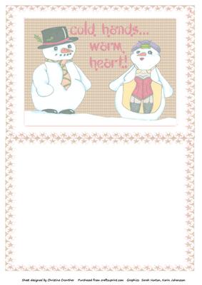 Funny Naughty Mrs & Mrs Snowman Cold Hands Warm Heart Insert