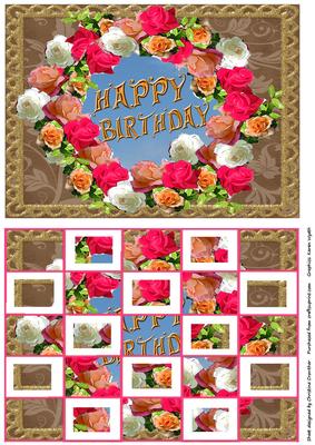 Ring of Roses Happy Birthday Pyramid Patchoupage