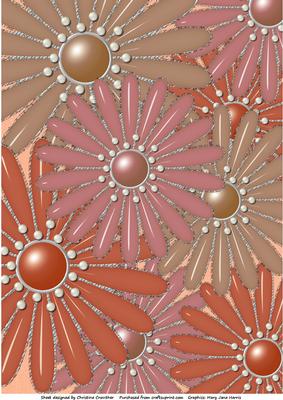 Peachy Glass and Glitter Flowers Background