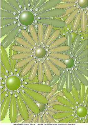 Pastel Green Glass and Glitter Flowers Background