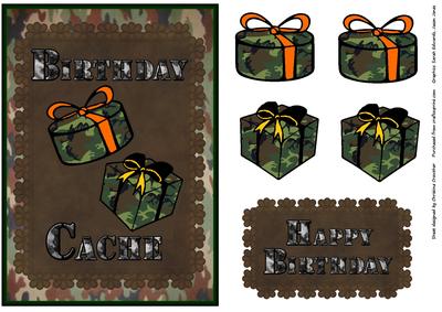 Camouflage Birthday Cache Decoupage with Insert Panel