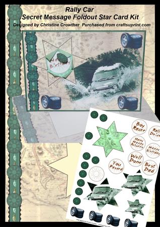 Rally Car Secret Message Foldout Star Card Kit