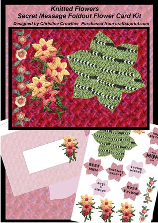 Knitted Flowers Secret Message Foldout Flower Card Kit