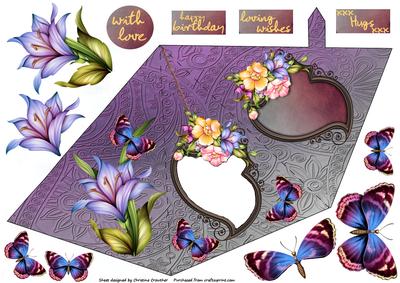 Purple Floral Triangle-dangle with Butterflies