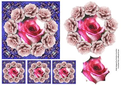 Pink Rose in a Rose Ring with Extra Toppers