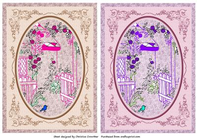 Framed Garden Sketch Quick Card Fronts