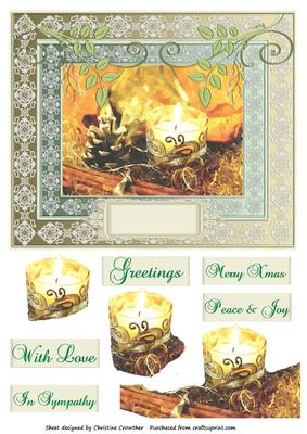 Double Lace Framed Golden Christmas Candle