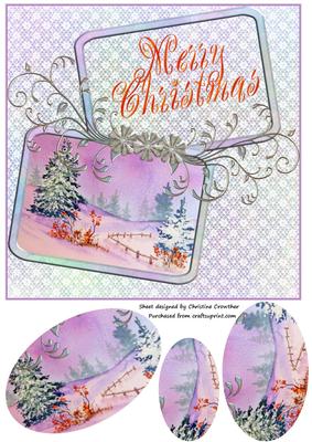 Pastel Pink Winter Merry Christmas with Oval Pyramid
