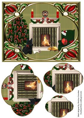 Cosy Christmas Scottie Dog with Shaped Pyramid