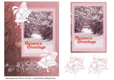 Season's Greetings Pink Winter Landscape