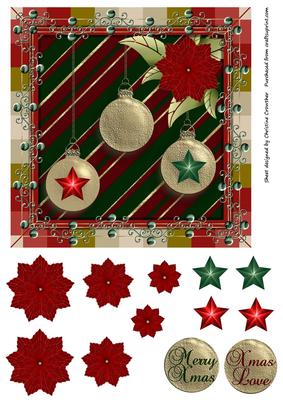 Baubles & Poinsettia Merry Xmas & Xmas Love