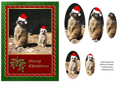 Meerkats Merry Christmas with Double Oval Pyramid