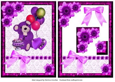 Purple Celebration Teddy Bear - Birthday, Valentine, Love